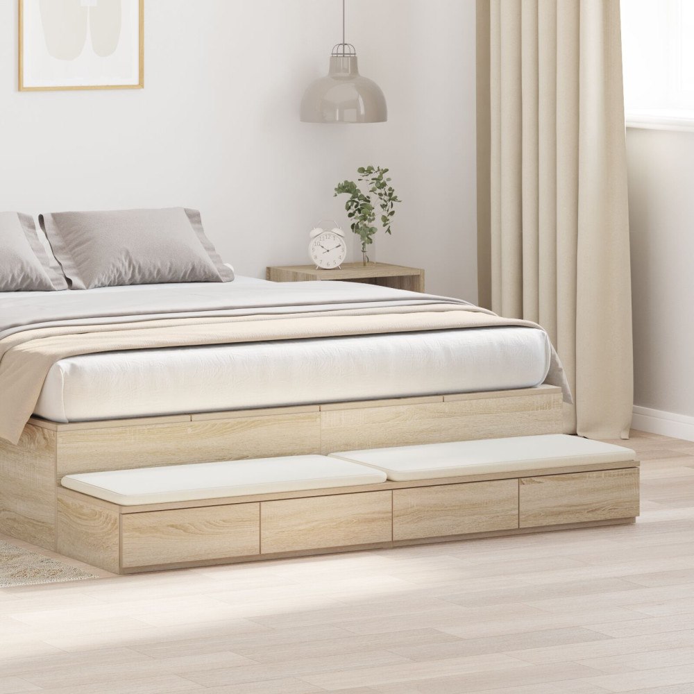 vidaXL Sängbord Sonoma-ek Konstruerat trä 140 x 36.5 x 16.5 cm Förvaring