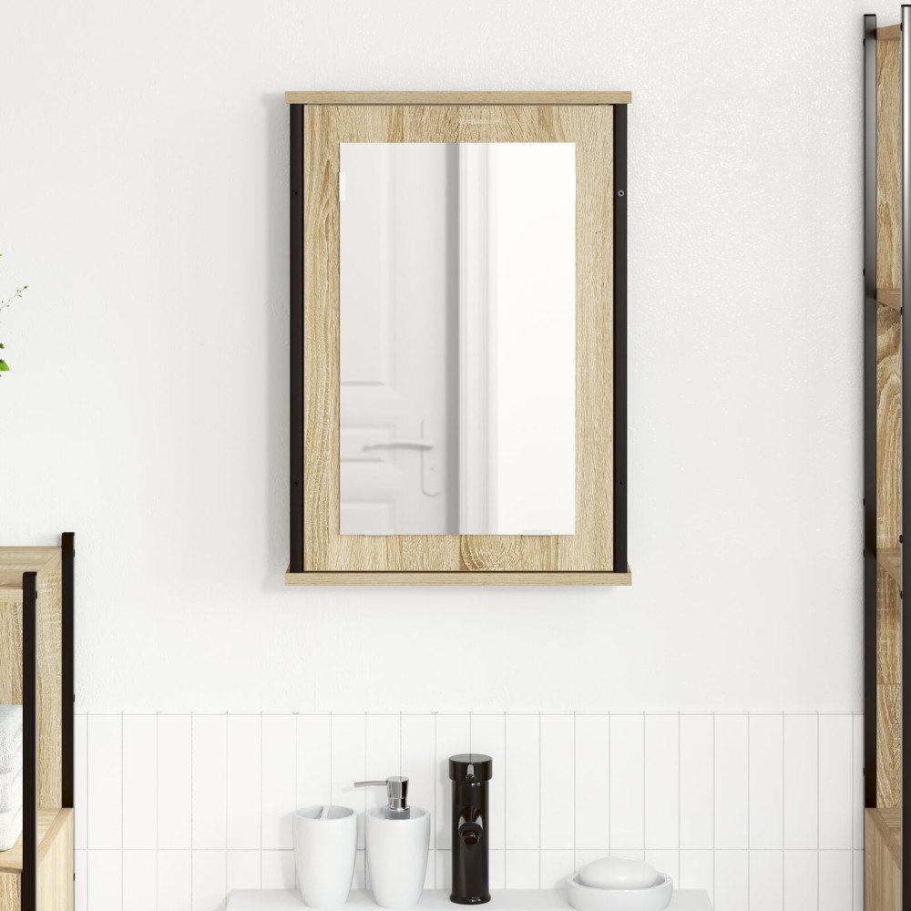 vidaXL Spegelskåp Naturlig ek Spånskiva, glas, metall Medium