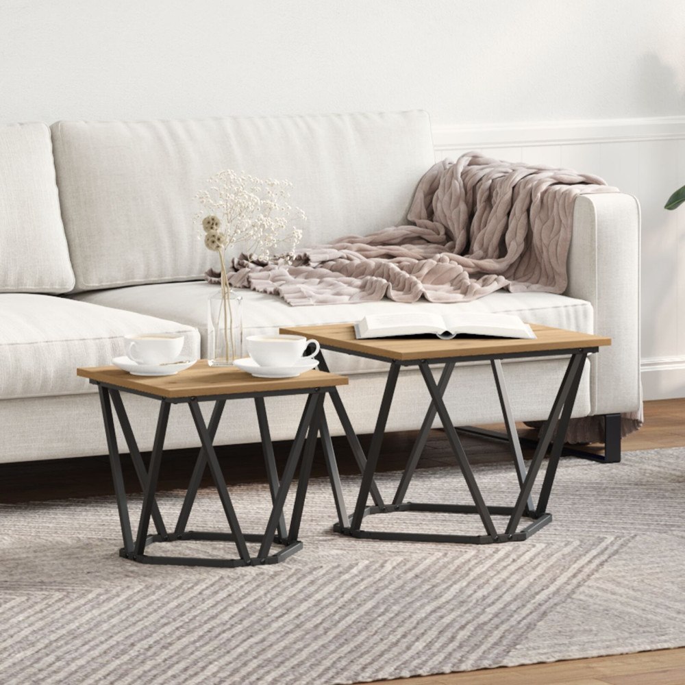vidaXL Kaffe Bord ek järn PB