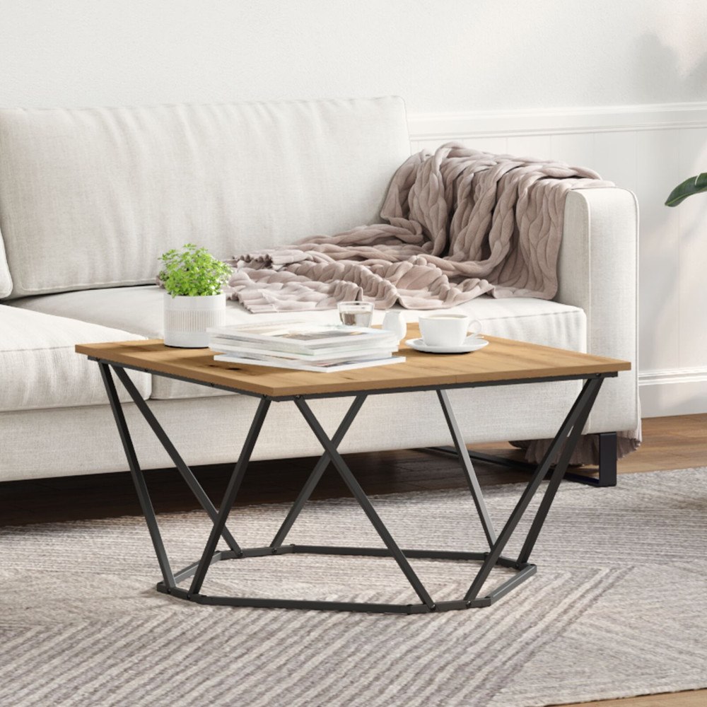 vidaXL kaffe bord Artisan ek 80x80x45 cm konstruerat trä