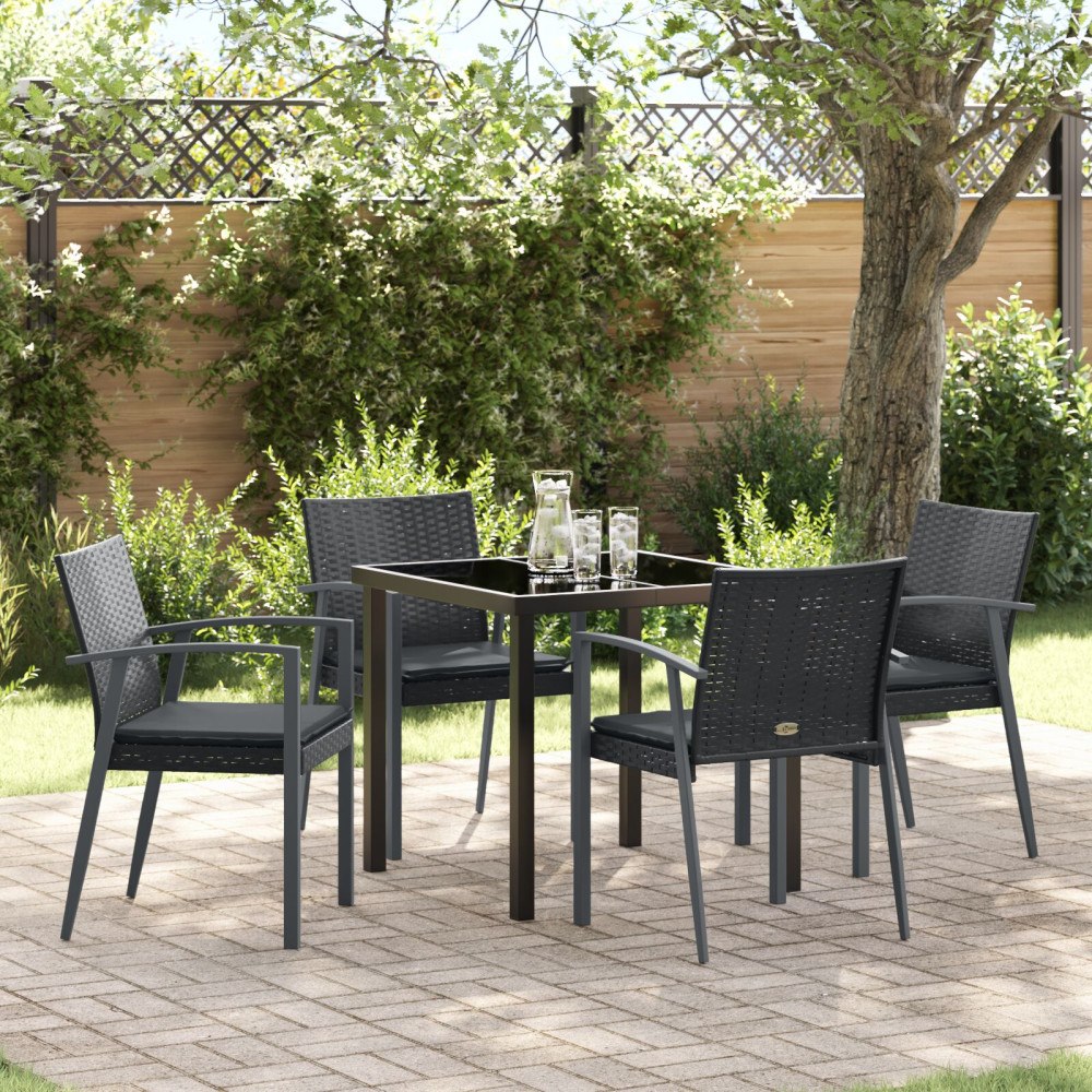 vidaXL Set om 3 Svart Poly Rattan, Stål Standardstorlek Ergonomisk