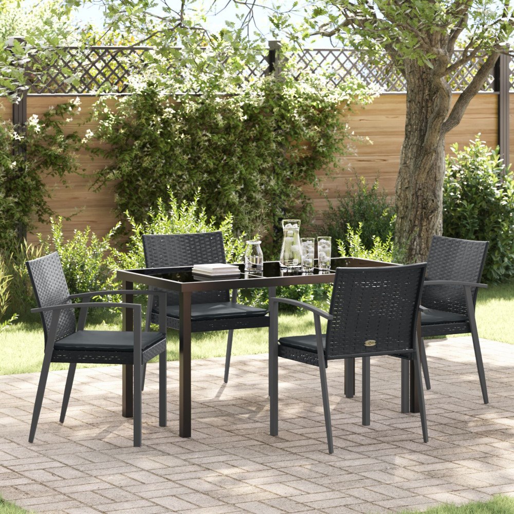 vidaXL Set om 3 Svart PE rattan, stål 56.5x57x83 cm Hållbar