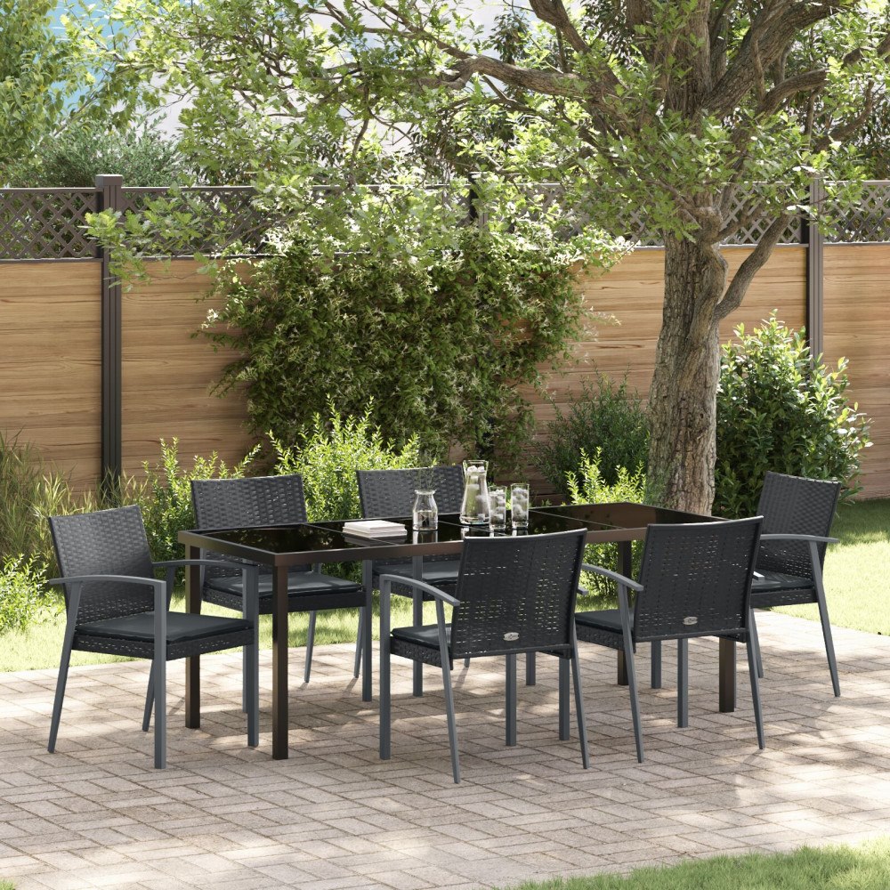 vidaXL Set om 4 Svart PE rattan 56,5x57x83 cm Hållbar Trädgårdsstol