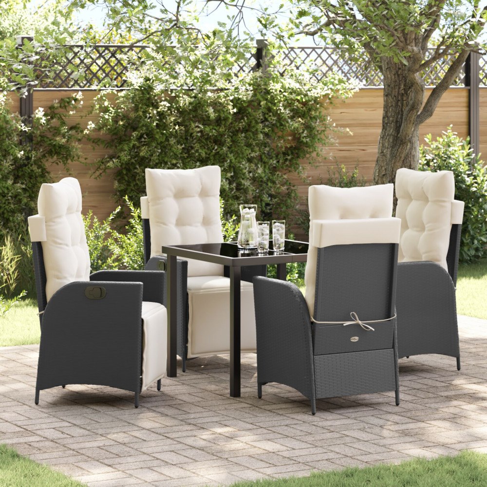 vidaXL 5-delat Trädgårdsdining Set Svart Poly Rattan