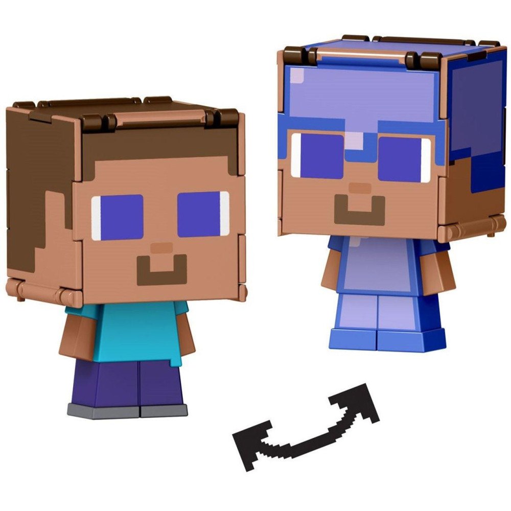 Minecraft Minecraft - Mob Head Minis Flipping Figs - Steve & Steve in Enchanted Armor