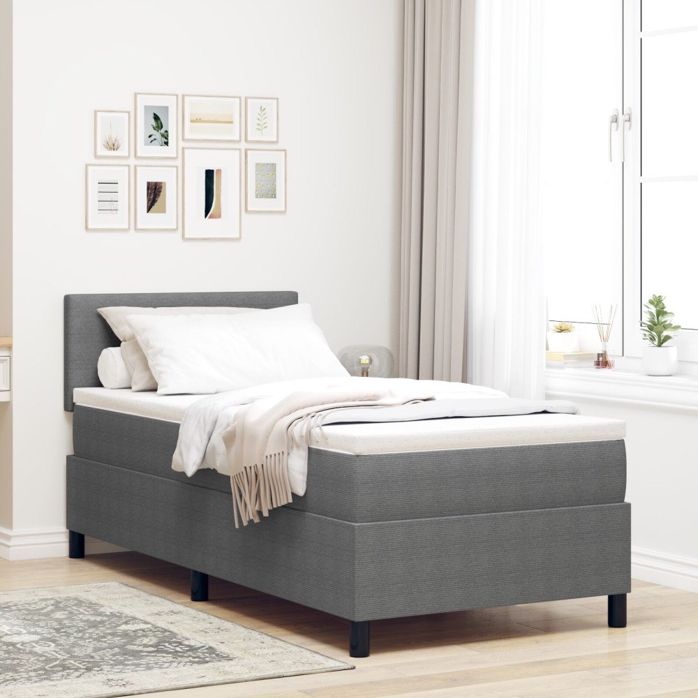 vidaXL Sängbotten med madrass Ljusgrå 80x200 cm Corduroytyg