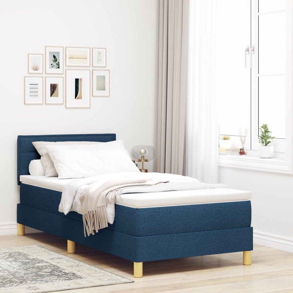vidaXL Boxspring-säng med madrass Blå 80x200 cm Tyg
