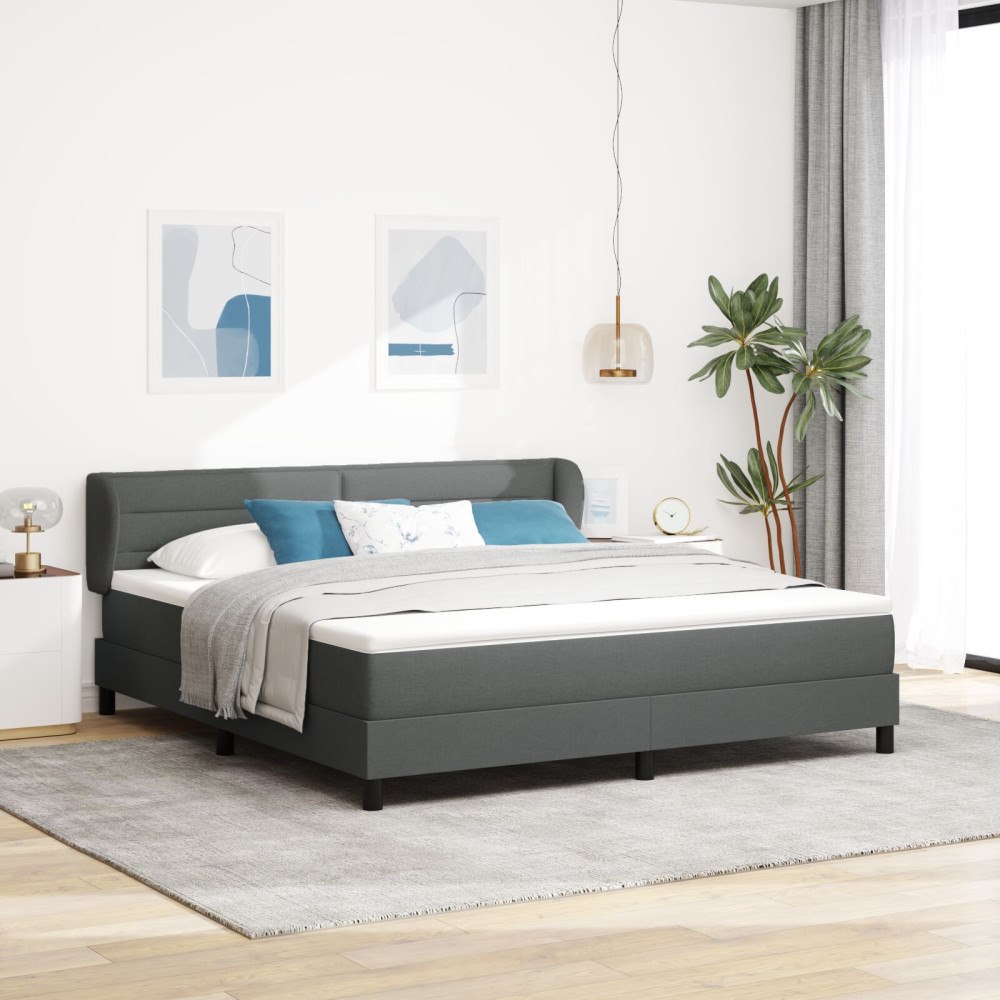 vidaXL Boxspring säng med madrass mörkgrå 180x200 cm tyg
