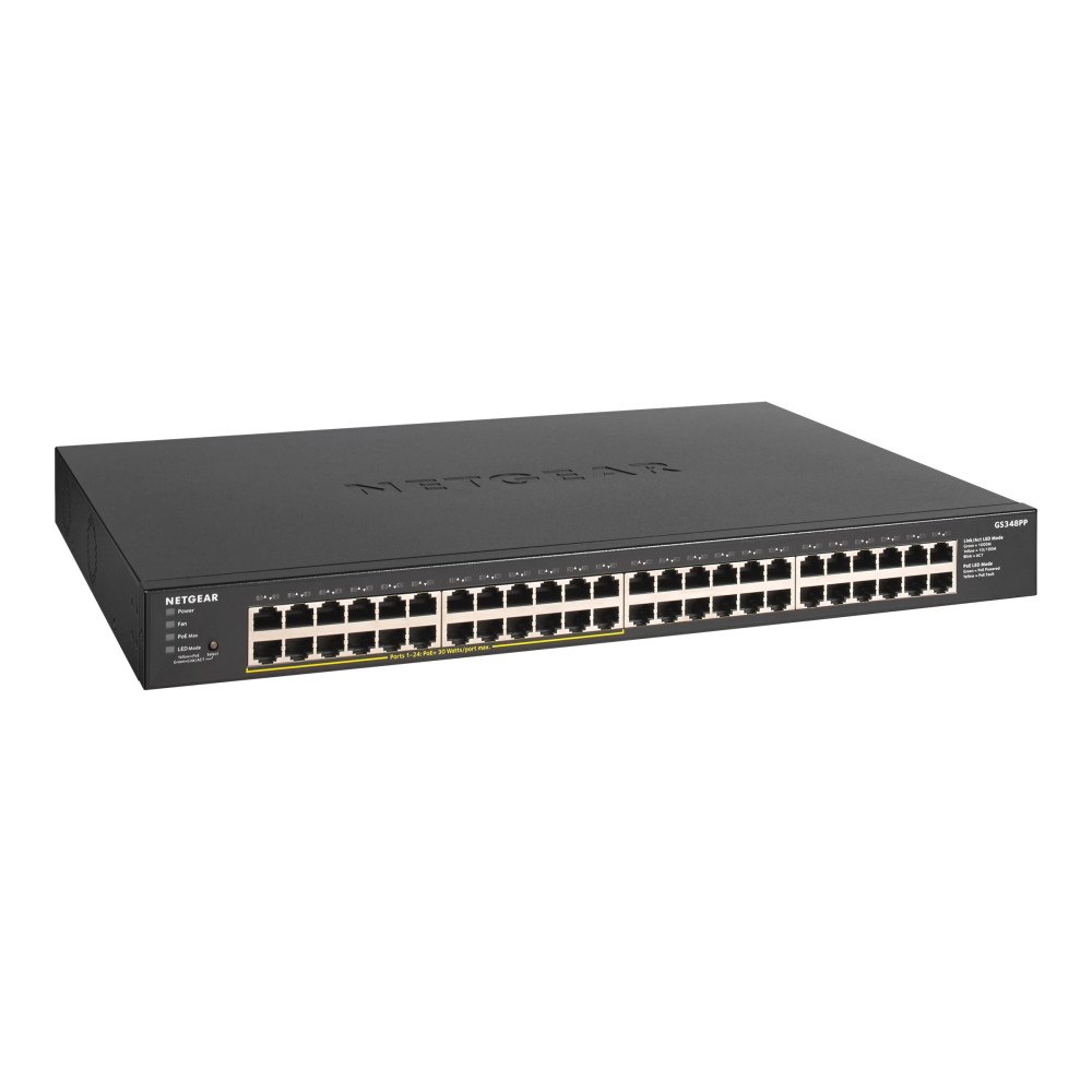 Netgear NETGEAR GS348PP - switch - 48 portar - ohanterad - rackmonterbar