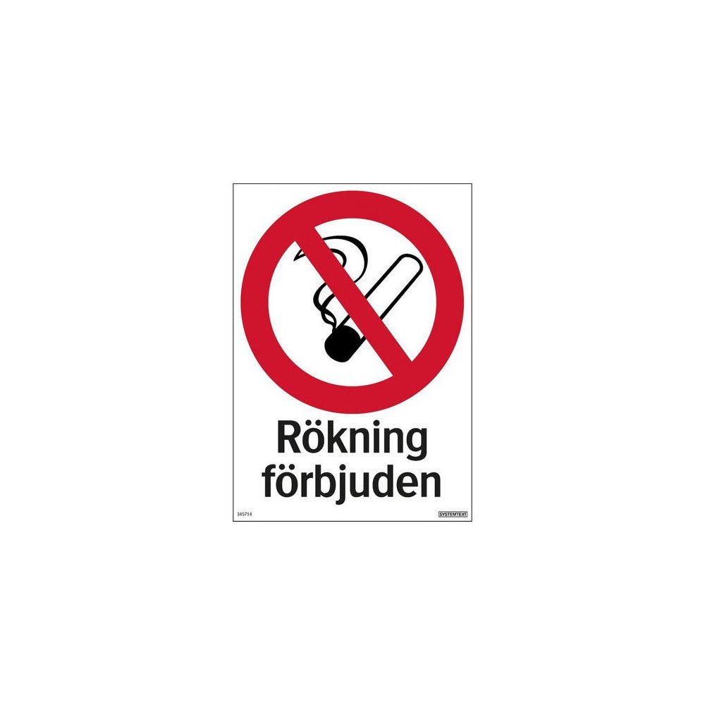 NO BRAND VENDOR (SE) Skylt Rökning förbjuden plast 210x297mm