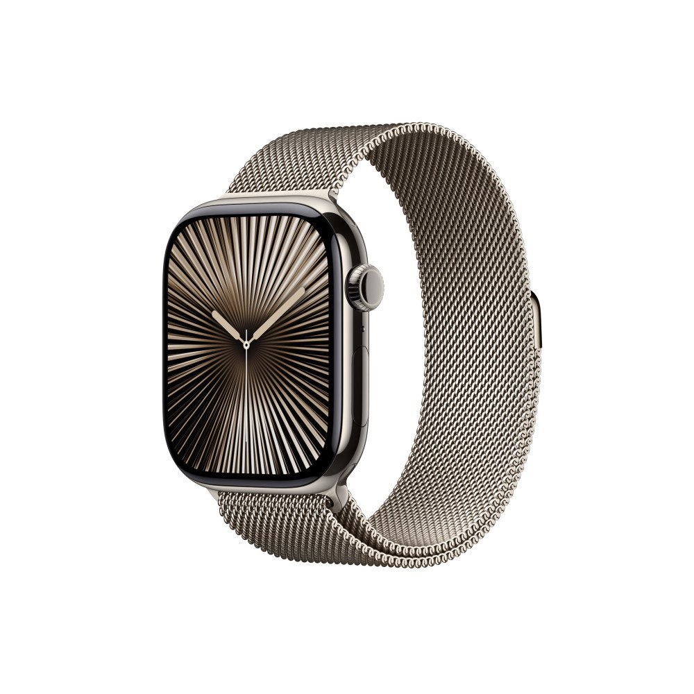 Apple Apple Watch Series 10 (GPS + Cellular) - naturlig titan - smart klocka med milanesisk loop - naturlig - 64 GB