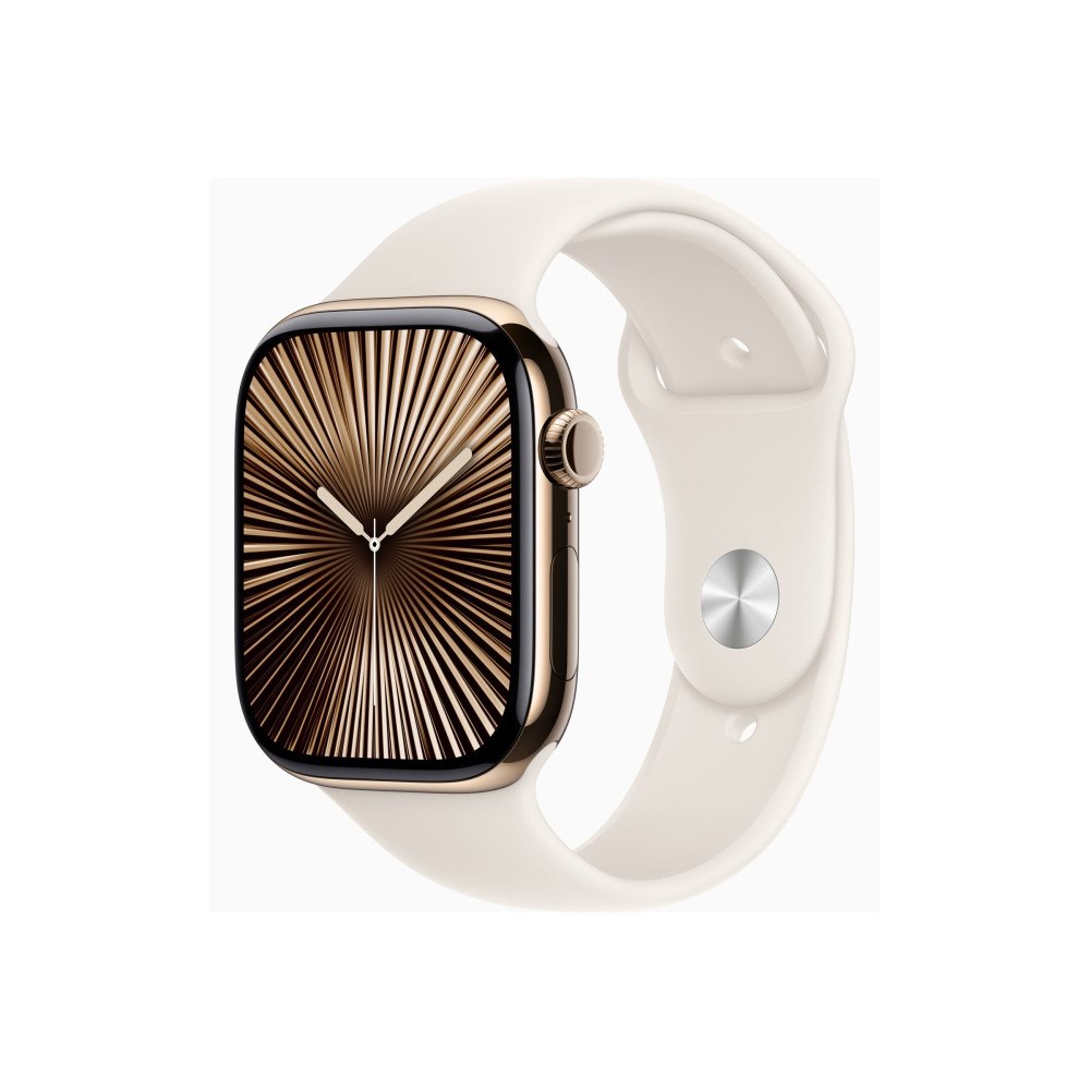 Apple Apple Watch Series 10 (GPS + Cellular) - guld titan - smart klocka med sportband - starlight - 64 GB