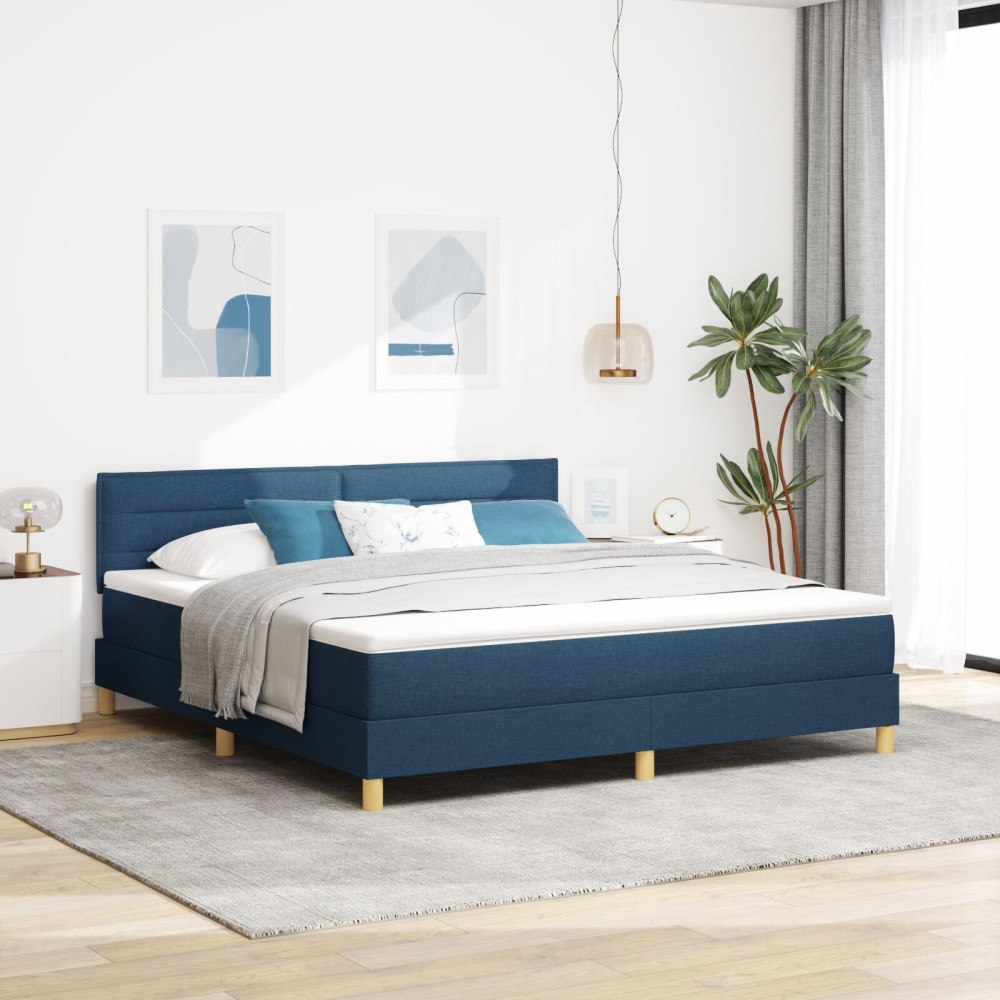 vidaXL Box Våningssäng med Madrass Blå 180x200 cm Tyg
