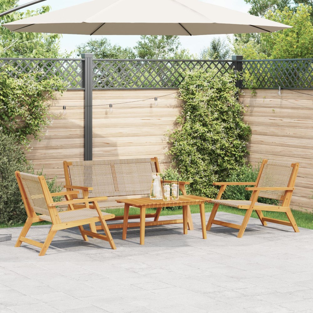 vidaXL Trädgårdsstolar med Bord 4 pcs Beige 90 x 45 x 40 cm