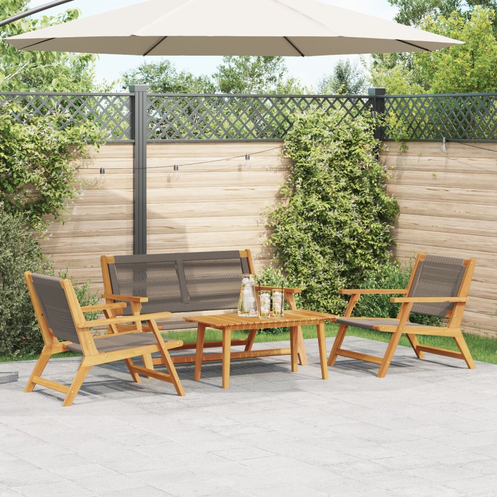 vidaXL Trädgårdsstolar med Bord 4 pcs Grå 90 x 45 x 40 cm