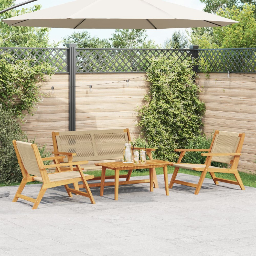 vidaXL Trädgårdsstolar med Bord 4 pcs Beige 90 x 45 x 40 cm