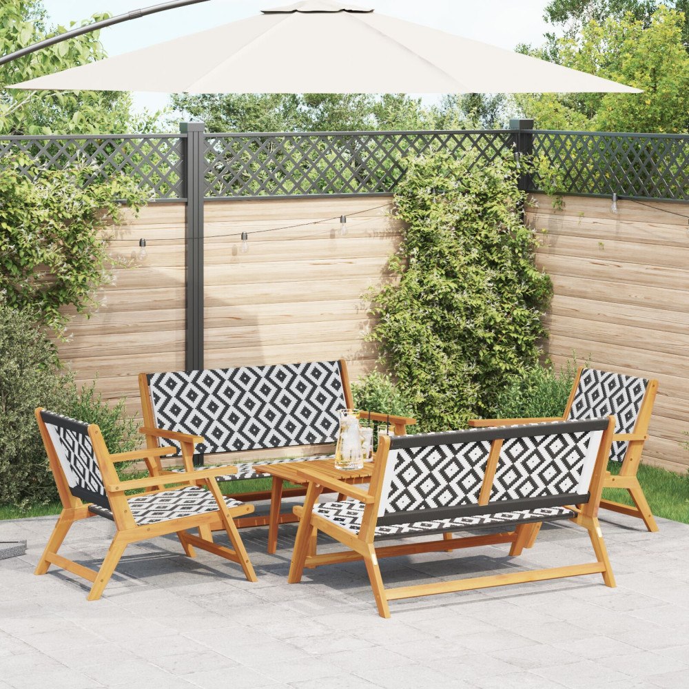 vidaXL Trädgårdsstolar med Bord 5 pcs Svart 90 x 45 x 40 cm