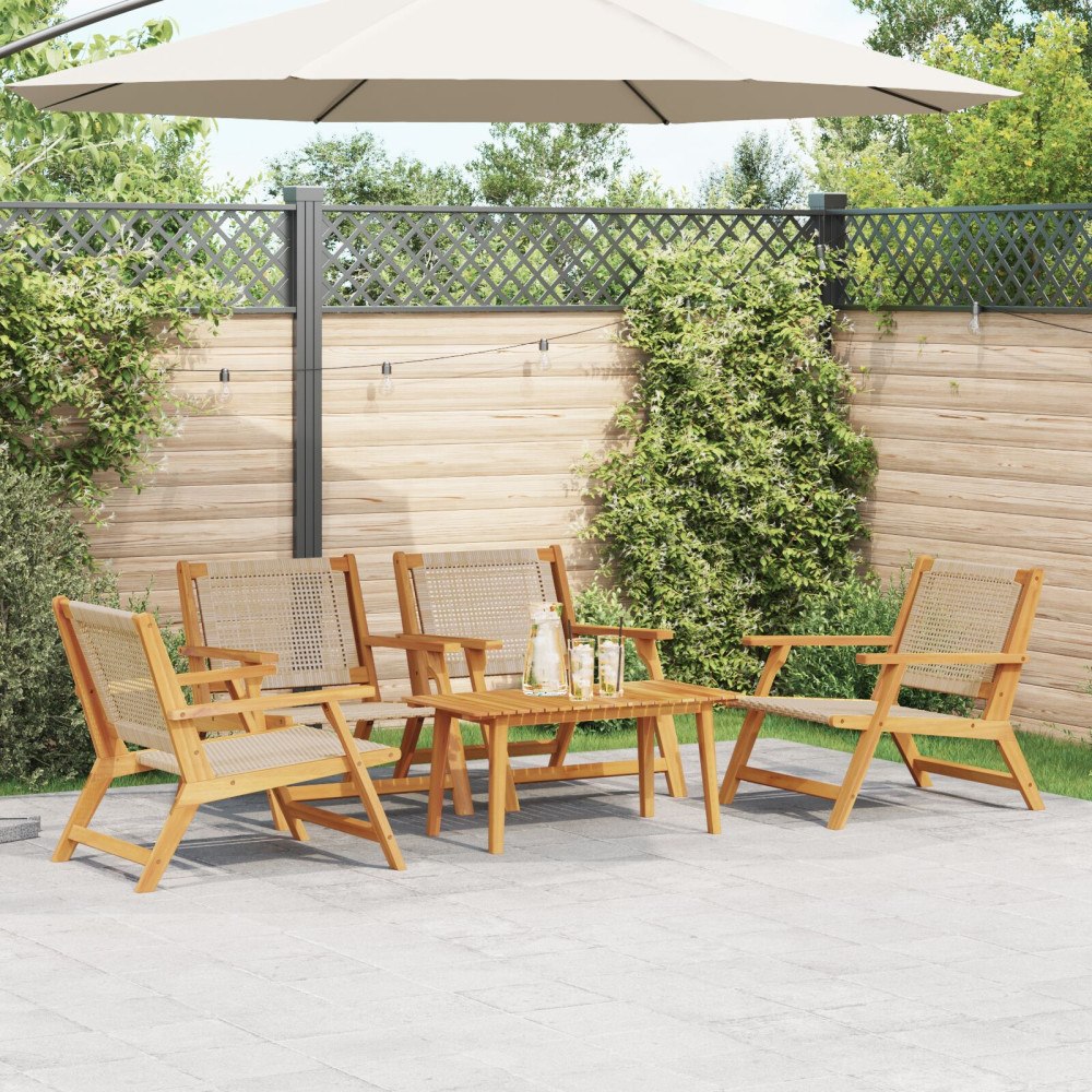 vidaXL Trädgårdsstolar med Bord 5 pcs Beige 90 x 45 x 40 cm