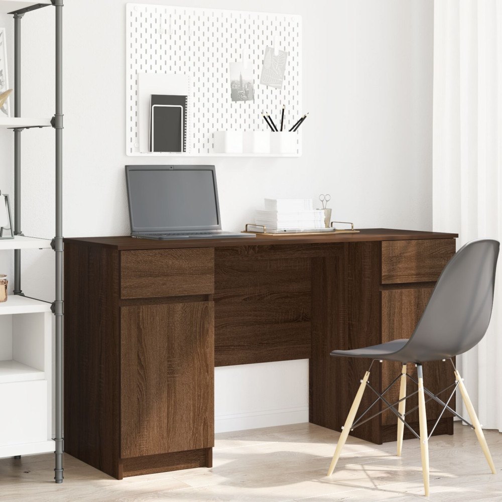 vidaXL Skrivbord Brun Ek 140x49x76 cm Konstruerat trä