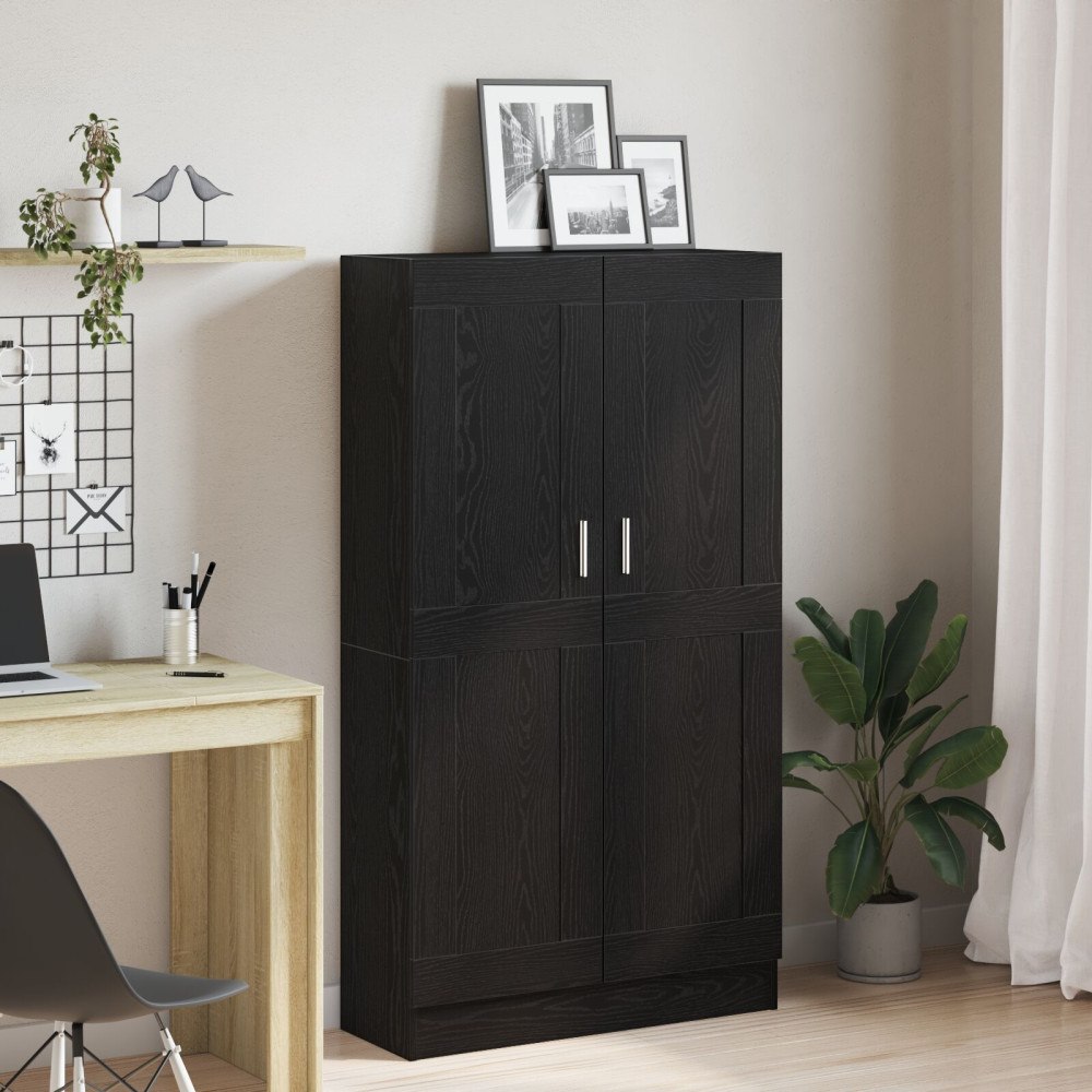 vidaXL Bokskåp 2 st Svart Ek 165x30,5x150 cm Trä