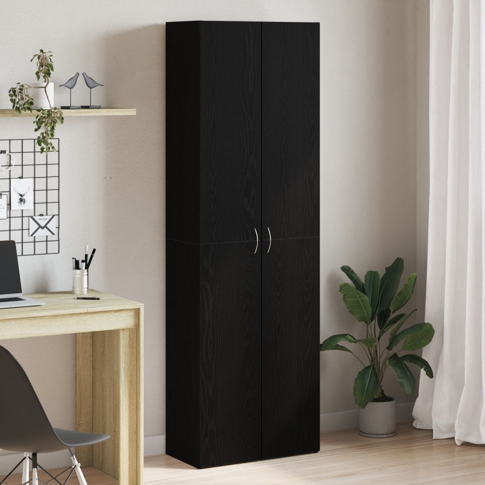 vidaXL Kontorsskåp Svart Ek 60x32x190 cm Byggt trä