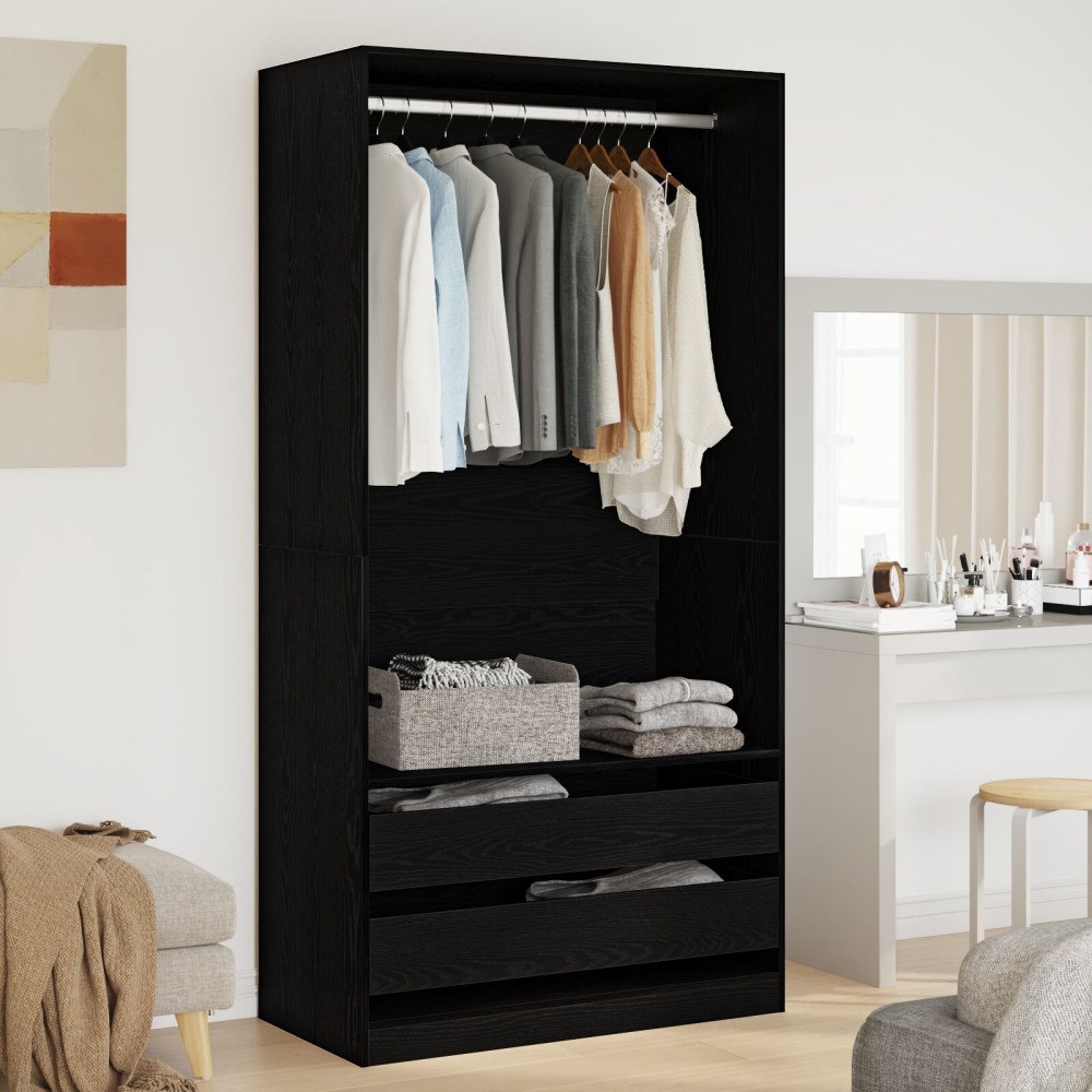 vidaXL Skåp Svart Ek 100x50x200 cm Konstruerat trä