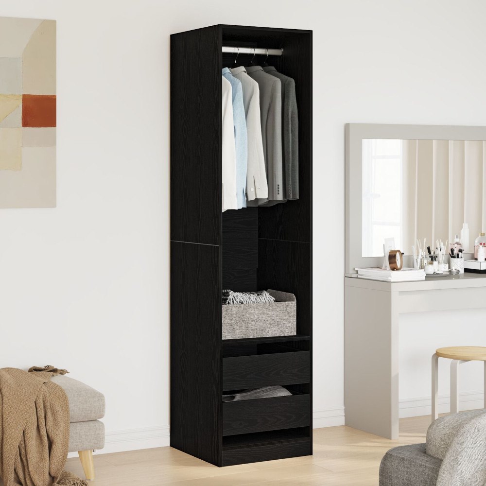 vidaXL Klädkammare Svart Ek 50x50x200 cm Trä