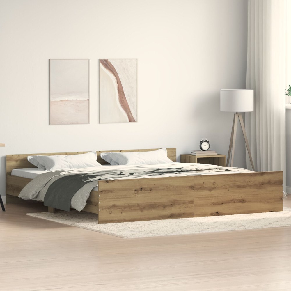 vidaXL Sängram Artisan Ek 203 x 203 x 50 cm Konstruerat trä