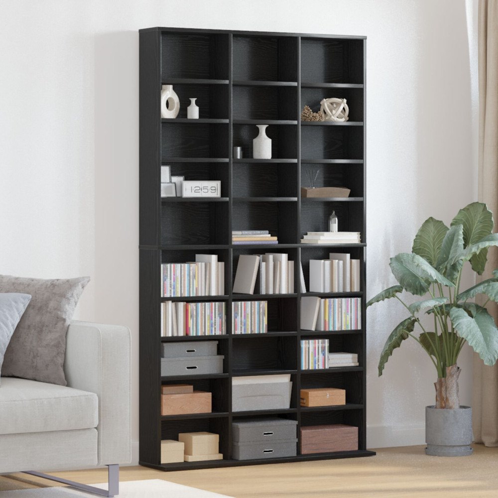 vidaXL CD-skåp Svart Ek 101x23x177,5 cm i trä
