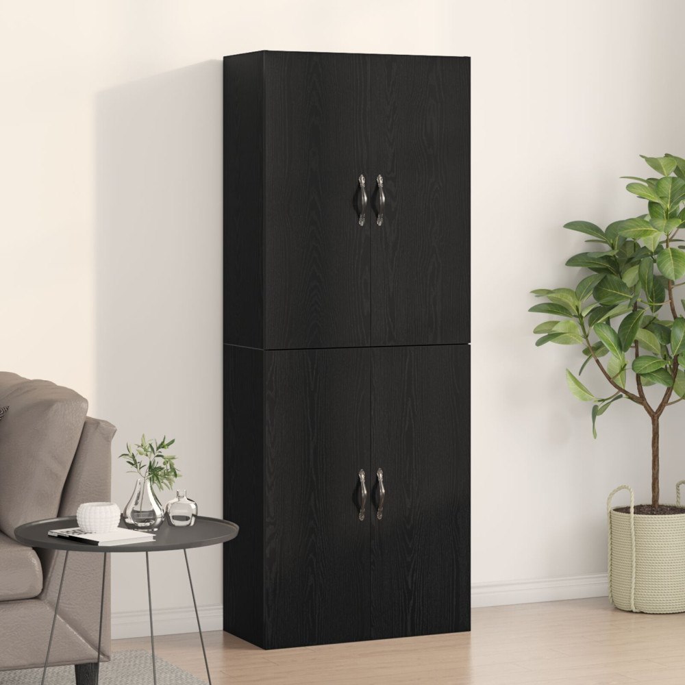 vidaXL Skåp 2 st Svart Ek 69,5x34x180 cm Konstruerat trä