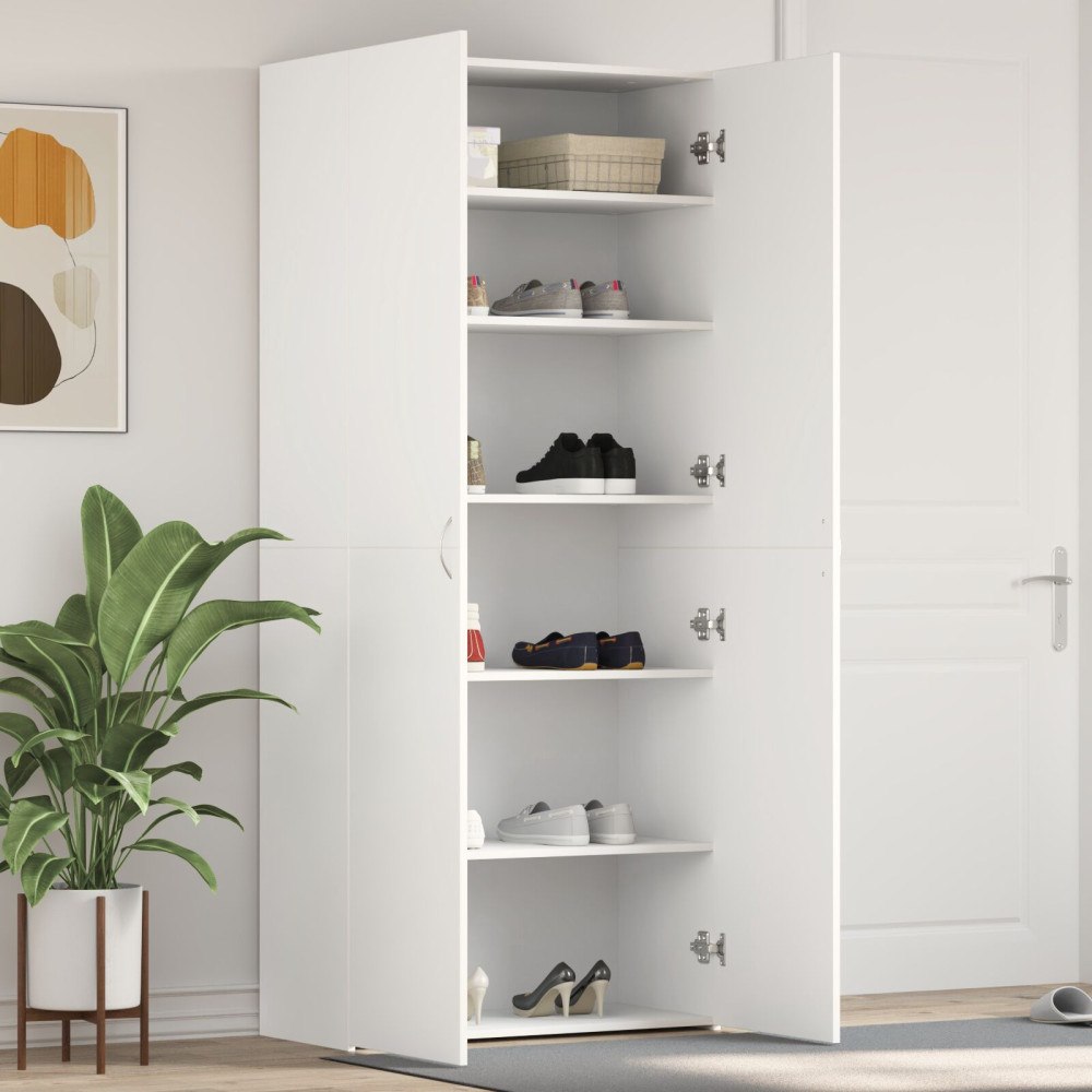 vidaXL Skåp för skor Vitt 80x35,5x180 cm Konstruerat trä