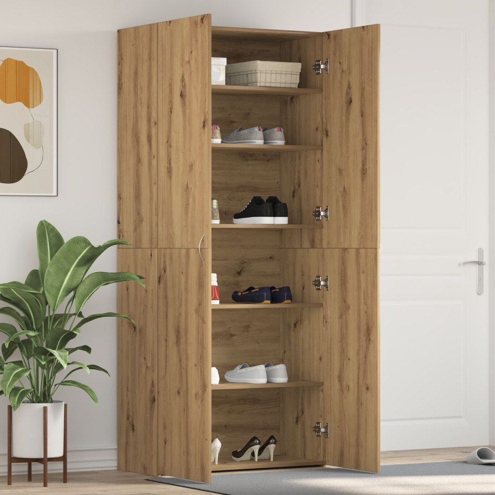 vidaXL Skoskåp Artisan Ek 80x35,5x180 cm Konstruerat trä
