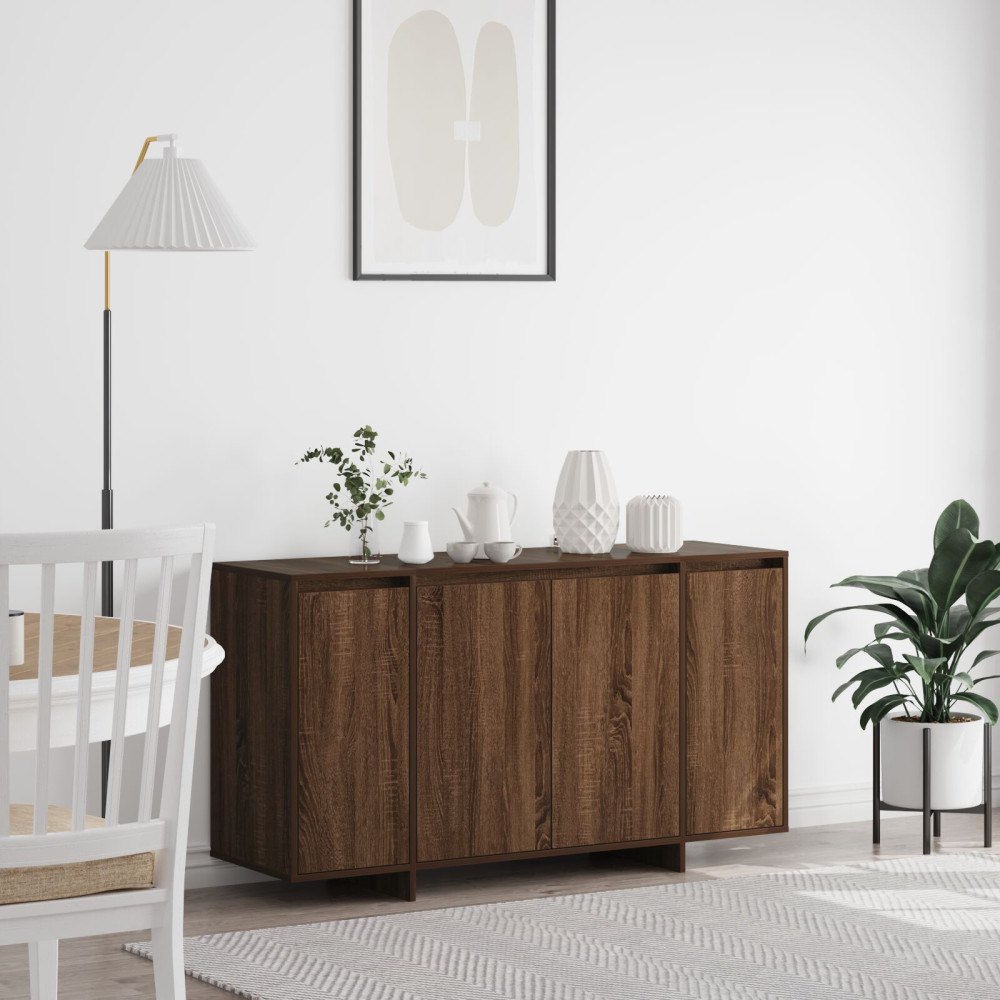 vidaXL Brunt ek sideboard Brunt ek Massiv ek 135 x 41 x 75 cm