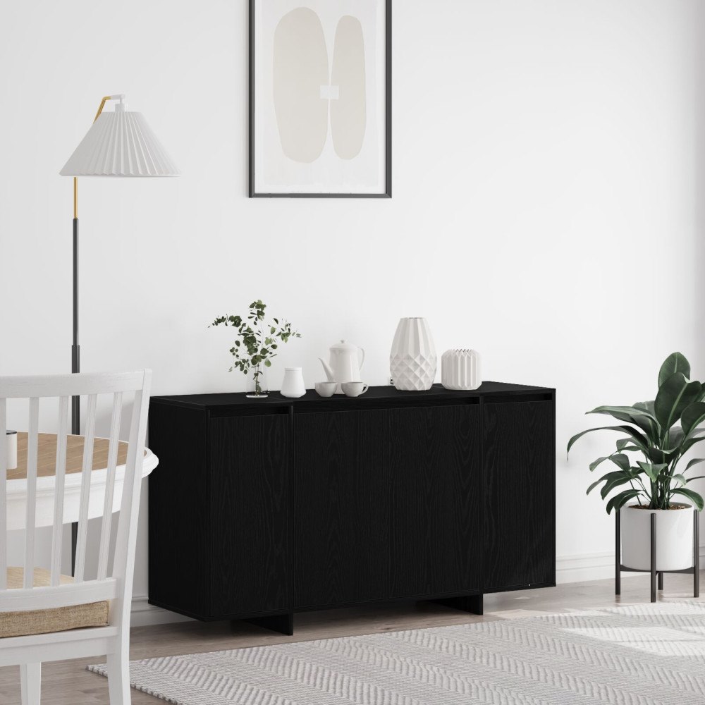 vidaXL Svart ek sideboard Svart ek Träfanér 135 x 41 x 75 cm Sideboard