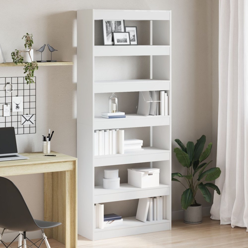 vidaXL Vit Bokhylla Vit Konstruerat trä 80 x 30 x 198 cm Förvaring