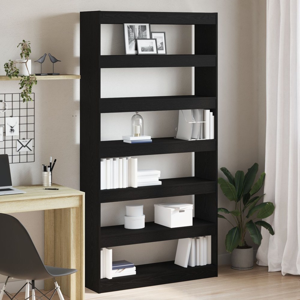 vidaXL Bokhylla Svart ek Konstruerat trä 100 x 30 x 198 cm Hyllor
