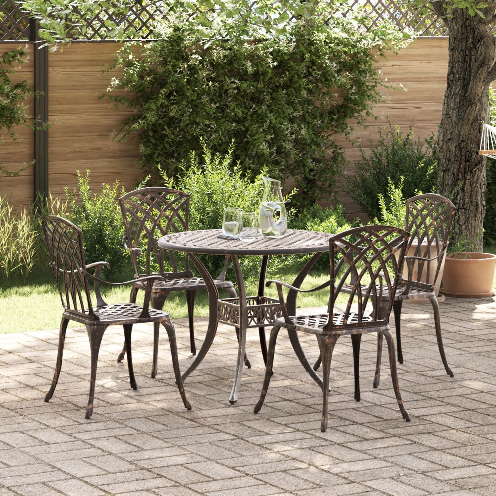 vidaXL Trädgårdsmöbelset 5 pcs Brons 90 x 90 x 75 cm Gjutet Aluminium