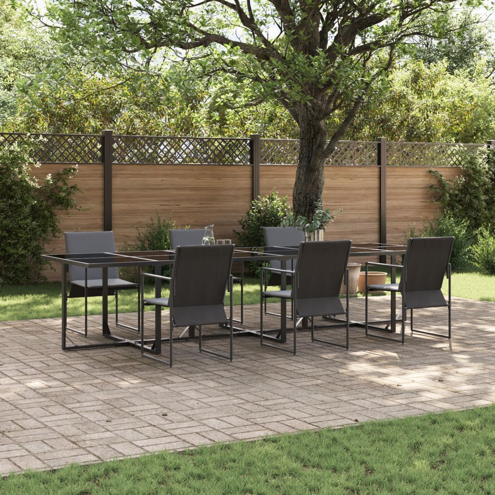 vidaXL Trädgårdsmöbelset 7 pcs Svart Stål