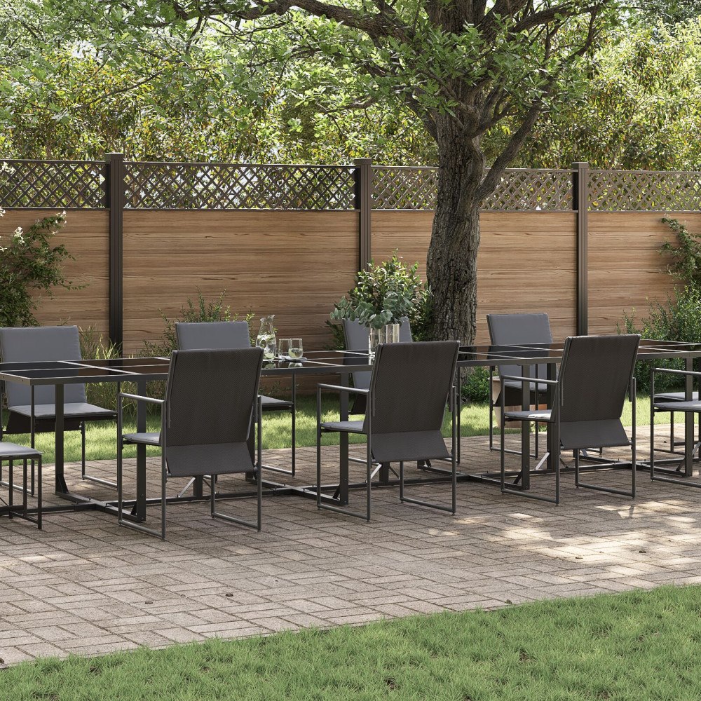 vidaXL Trädgårdsmöbelset 13 pcs Svart Stål