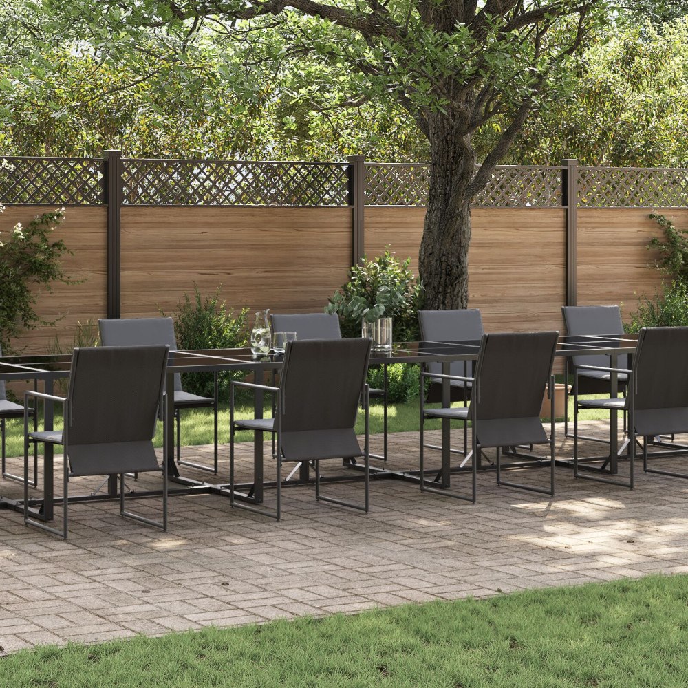 vidaXL Trädgårdsmöbelset 17 pcs Svart Stål