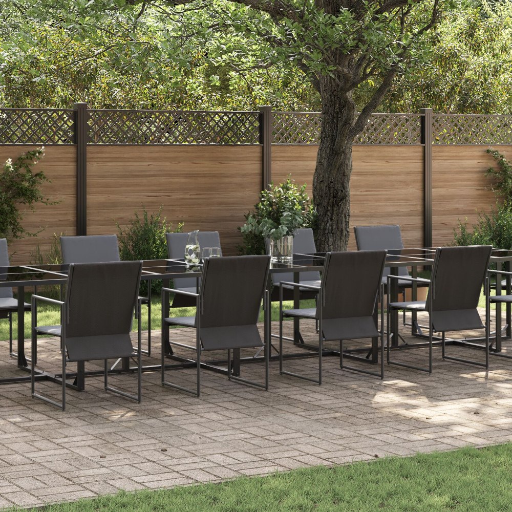 vidaXL Trädgårdsmöbelset 17 pcs Svart Stål