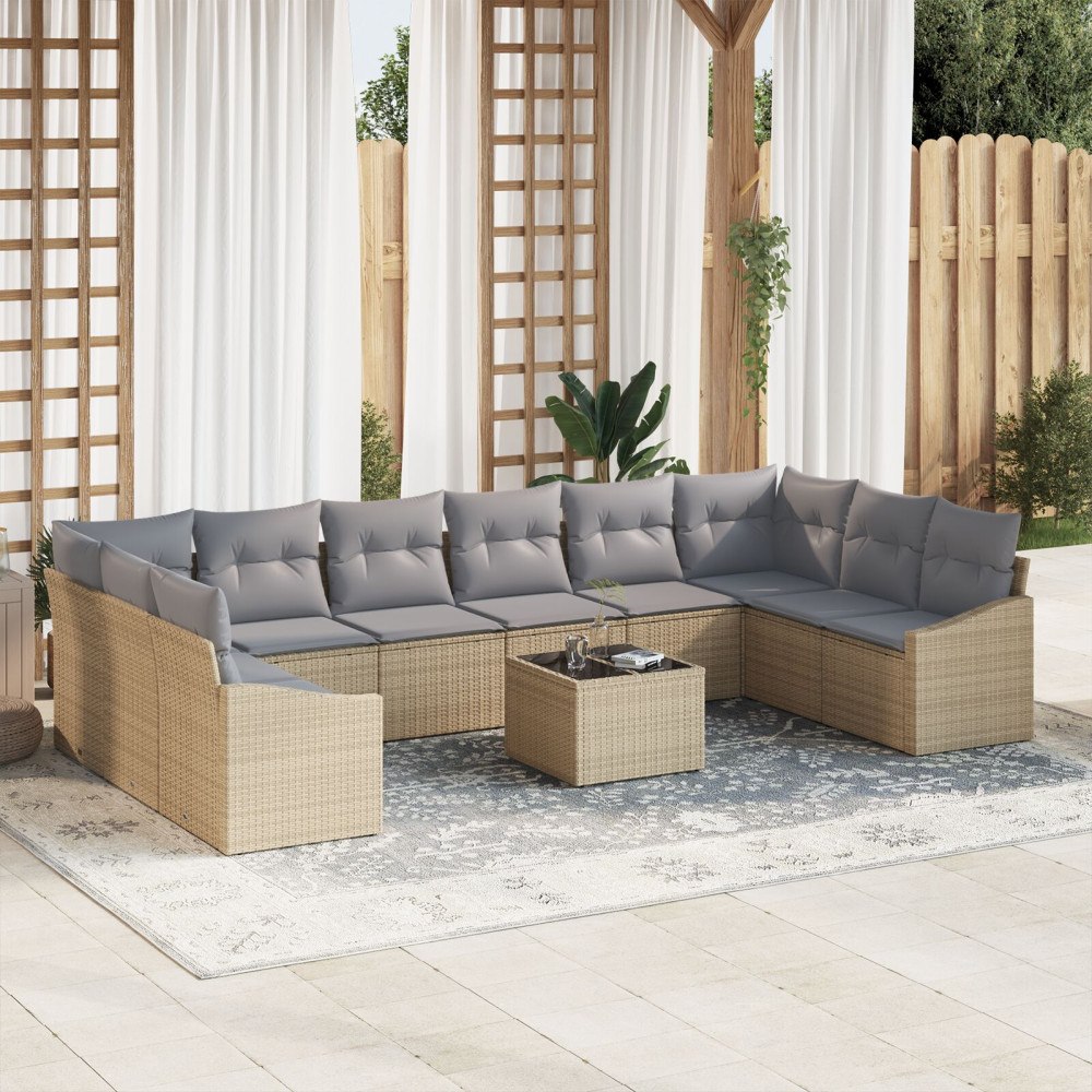 vidaXL Soffset 11 st Beige konstrotting