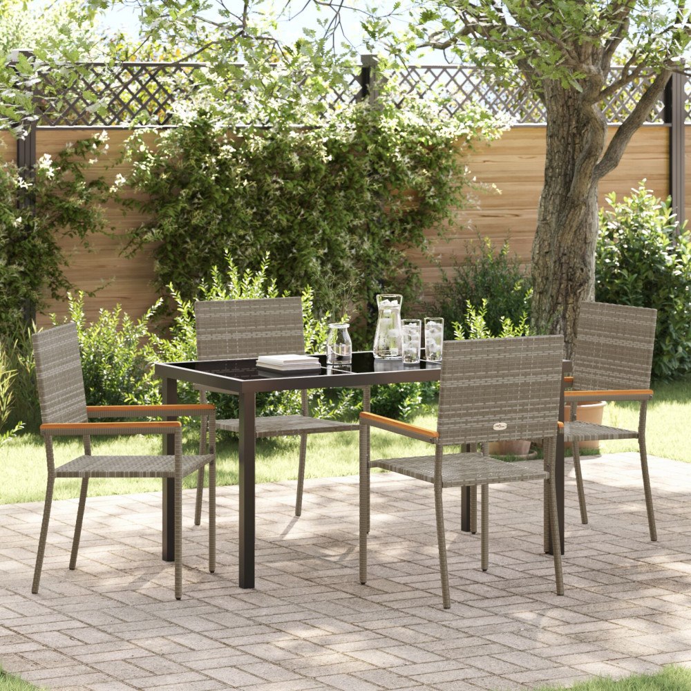 vidaXL Trädgårdsmöbelset 5 pcs Grå Poly rattan