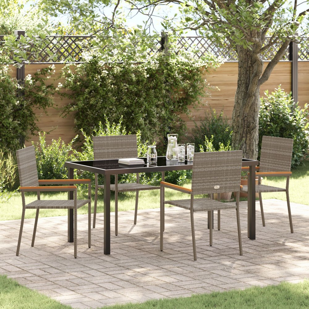 vidaXL Trädgårdsmöbelset 5 pcs Grå Poly rattan