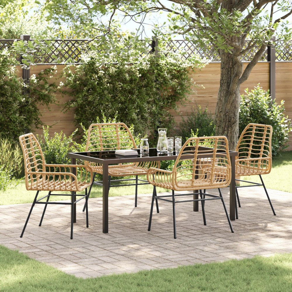 vidaXL Trädgårdsmöbelset 5 pcs Brun konstrotting