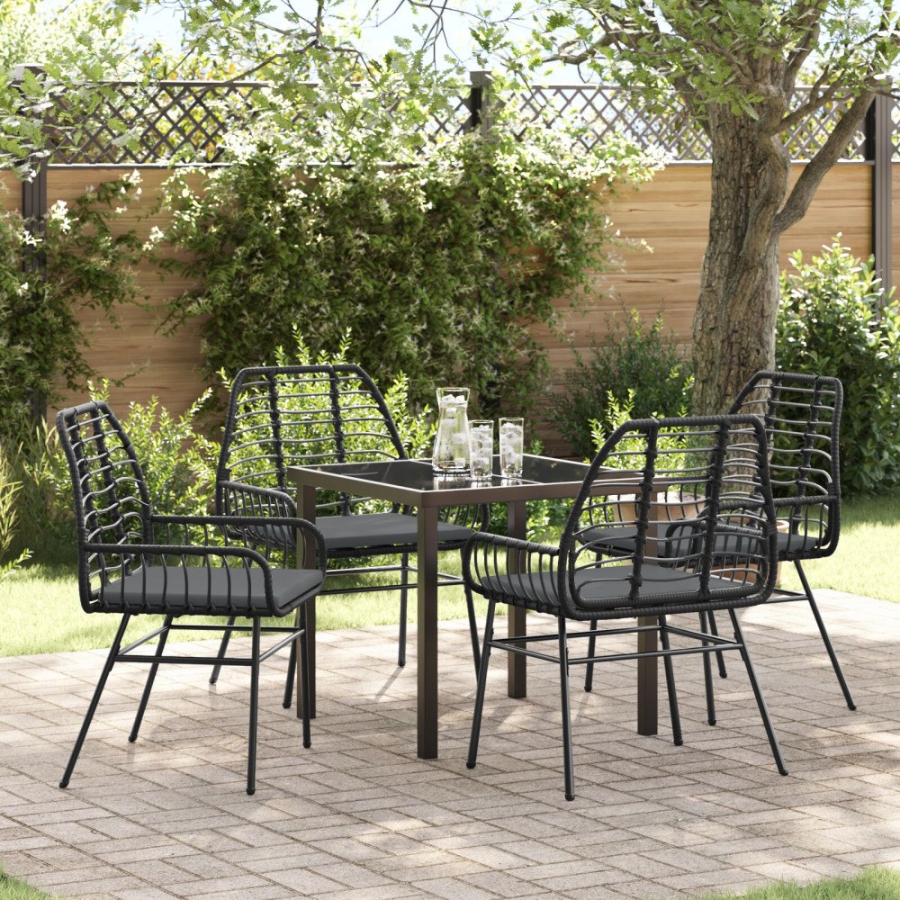 vidaXL Trädgårdsmöbelset 5 pcs Svart konstrotting