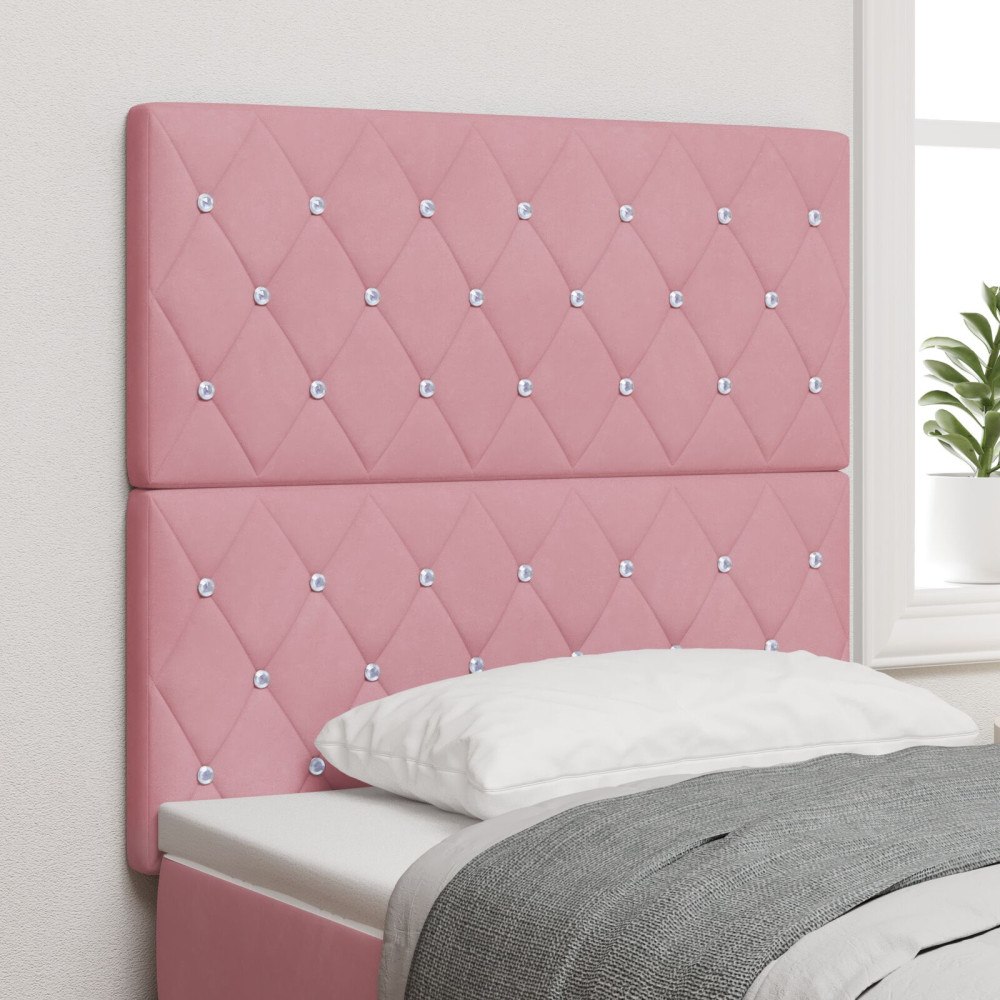 vidaXL Sänggavel Kristallknapp Tuftad Rosa 90 cm Sammet, vidaXL Sänggavel Kristallknapp Tuftad Rosa 180 cm Sammet