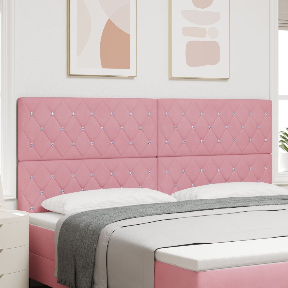 vidaXL Sänggavel Kronknapp Tuftad Rosa 200 cm Sammet