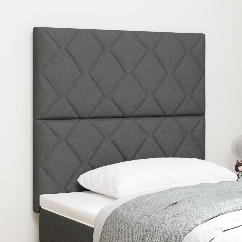 vidaXL Sänggavel Diamantblock Design Mörkgrå 100 cm Tyger, vidaXL Sänggavel Diamantblock Design Mörkgrå 200 cm Tyger
