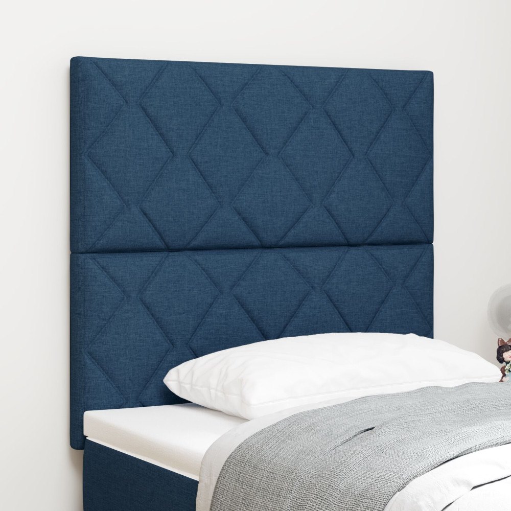 vidaXL Sänggavel med diamantblockdesign Blå 100 cm Tyg, vidaXL Sänggavel med diamantblockdesign Blå 200 cm Tyg